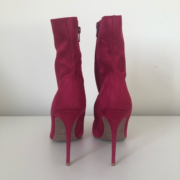 Magenta Pointed Stiletto Booties - Picture 3 of 5
